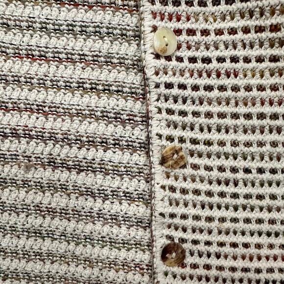 Vintage Croft & Barrow Crochet Knit Cream Short Sleeve Button Up Top Sz Small - Picture 11 of 12